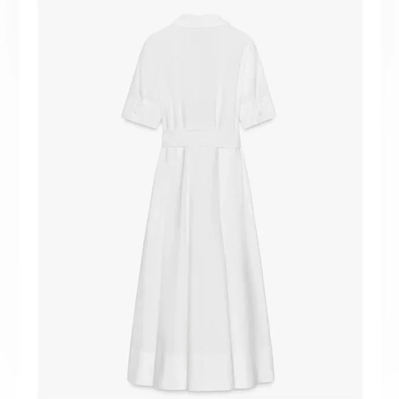 Zara white poplin midi dress with belt. Medium, NWT - Picture 7 of 13